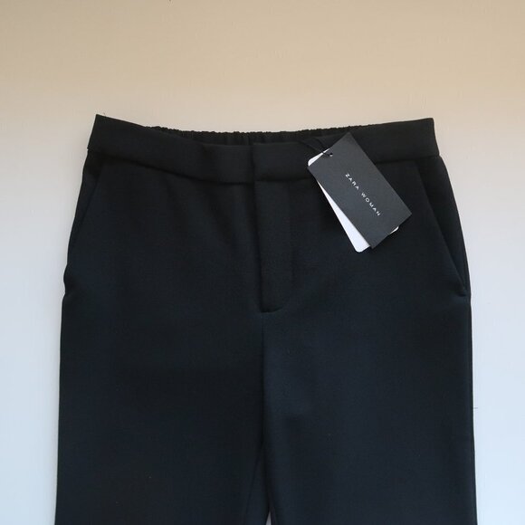 NEW Zara Black Pompom Tassel Hem Cropped Flare Career  Pants Trousers Size S - Picture 9 of 16